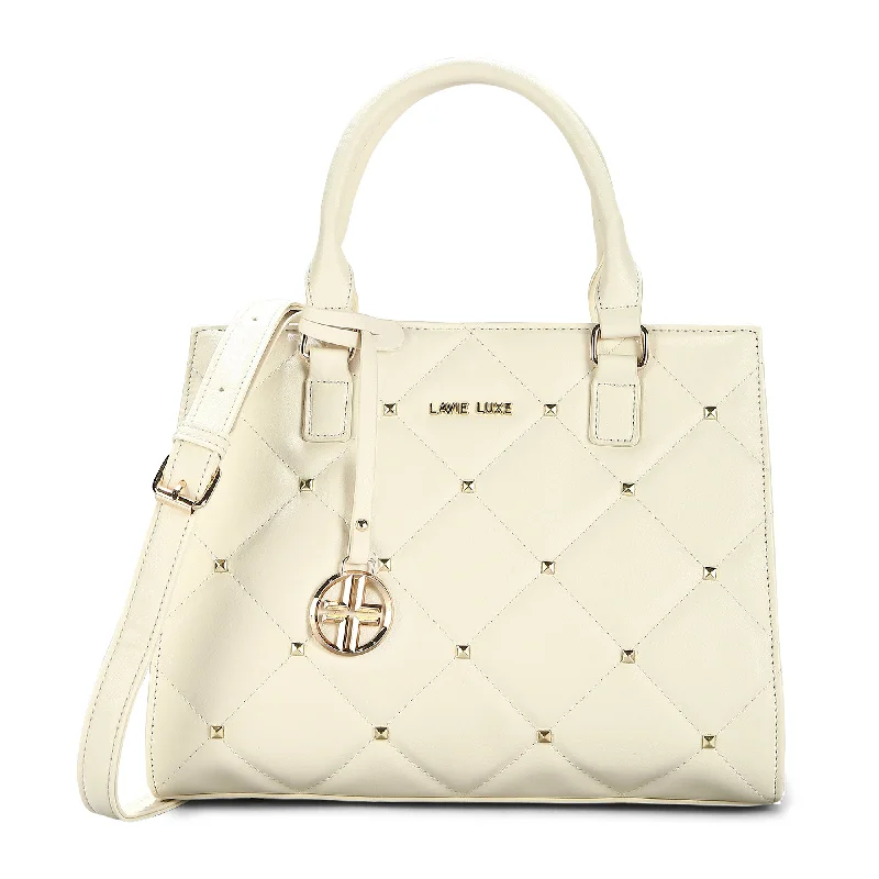 Lavie Luxe Stud Shelly Off White Medium Women's Satchel