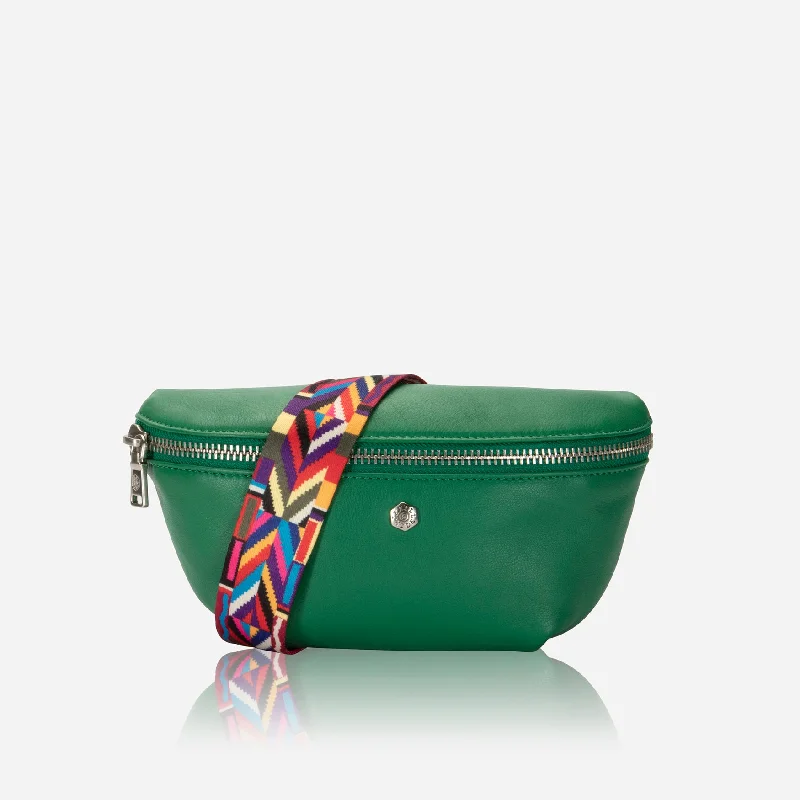 Osaka Slim Ladies Leather Waist Bag, Spring Basil