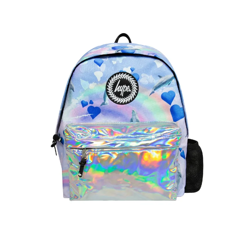 Hype Holo Rainbow Dolphins Backpack