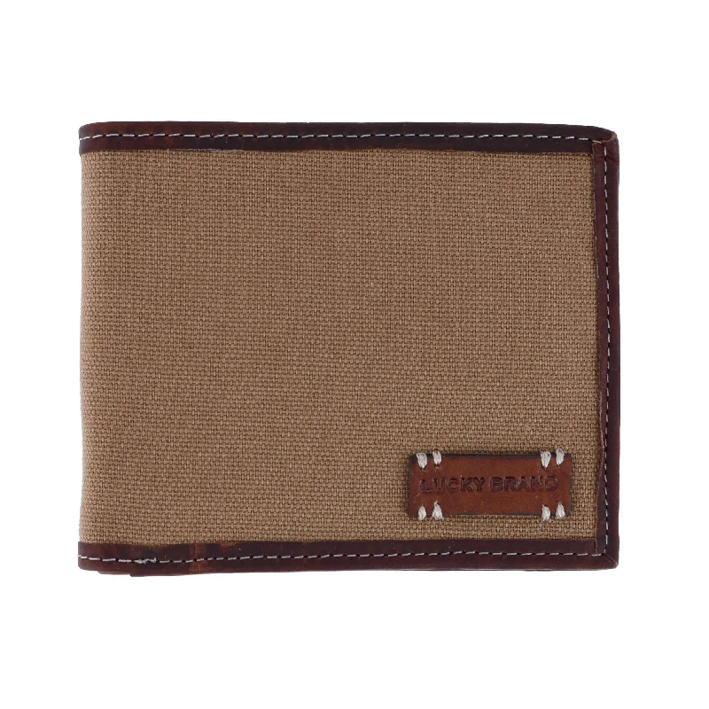 Lucky Brand Men's Leather and Canvas Bifold Wallet