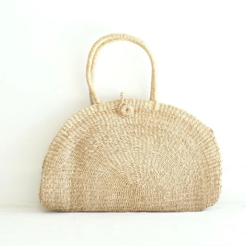 Luna Sustainable Handwoven Abaca Half-Moon Tote - Natural