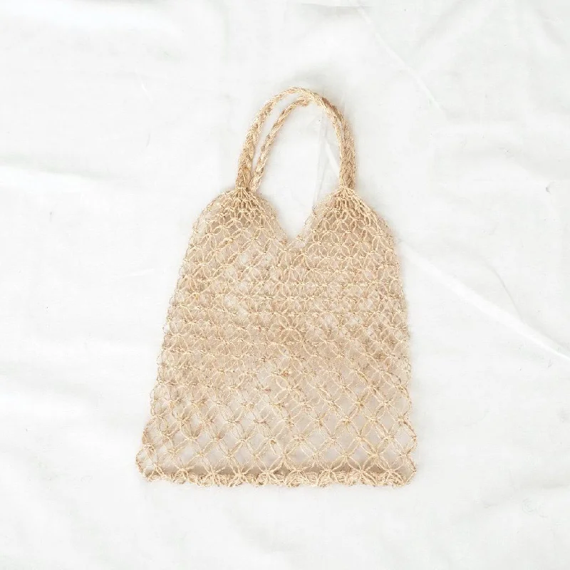 Natalia Sustainable Handwoven Abaca Macrame Bag - Natural