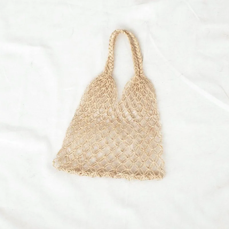 Natalia Petite Sustainable Handwoven Abaca Macrame Bag - Natural