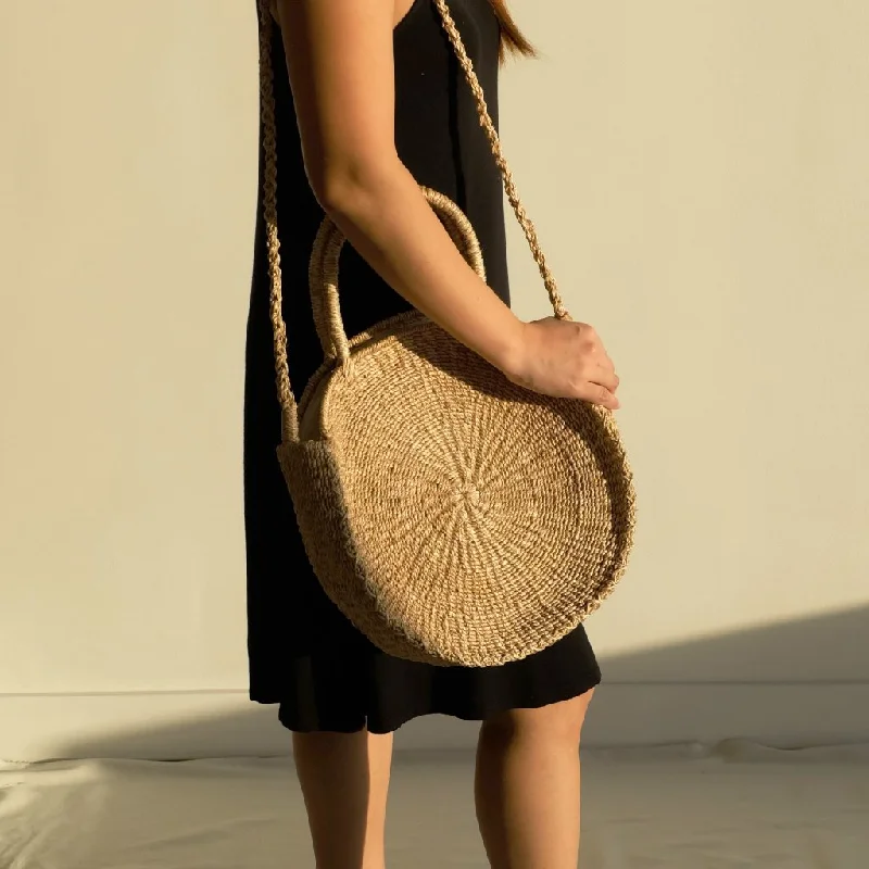 Sola Sustainable Handwoven Abaca Midi Bag - Natural