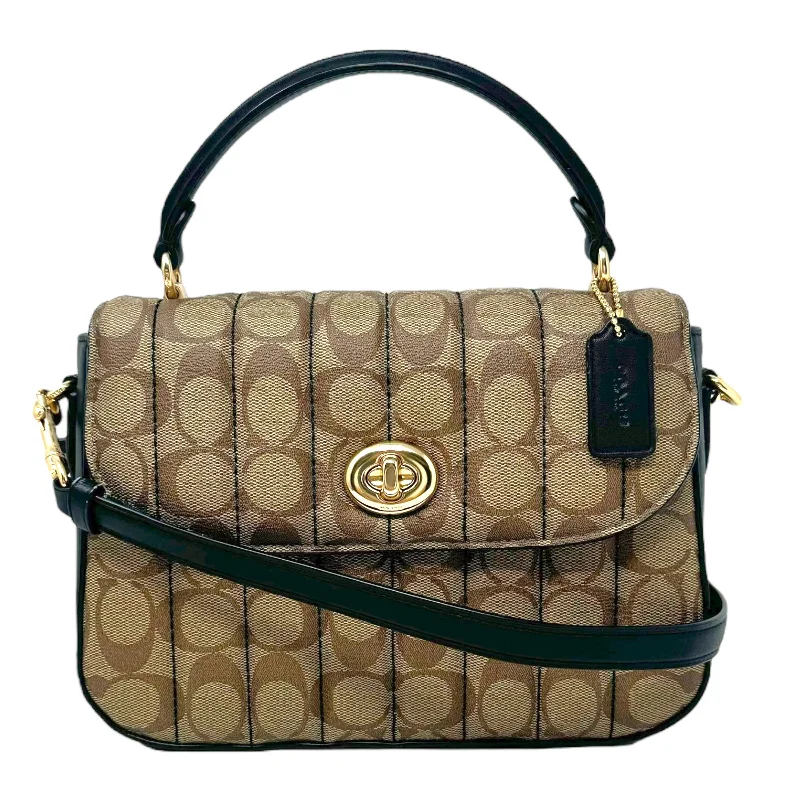 Marlie Top Handle Satchel In Signature Canvas With Quilting Designer By Coach, Size: Medium