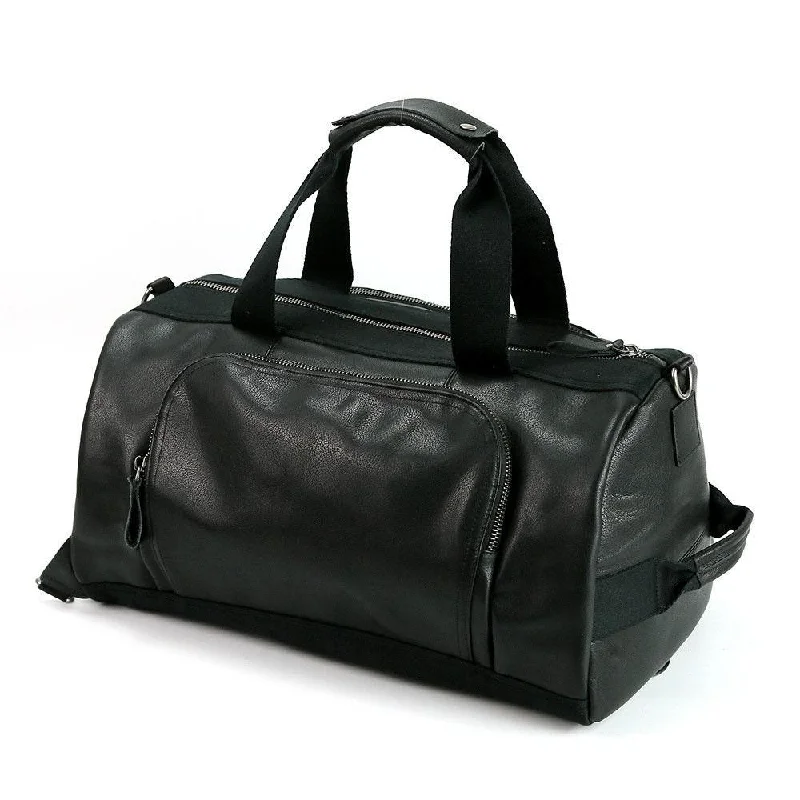 Black Leather Duffel Bag Women, Mens Leather Luggage Bag, Converse Backpack Weekender Bag, Unisex Travel Bag, Lifestyle Bag