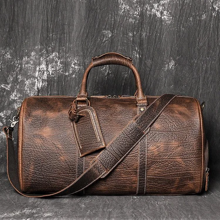 Full Grain Leather Duffle Bag/CowhideLeather Weekender Bag/Leather Holdall/Overnight Bag/Valentines Day Gift/Personlized Gift For Him