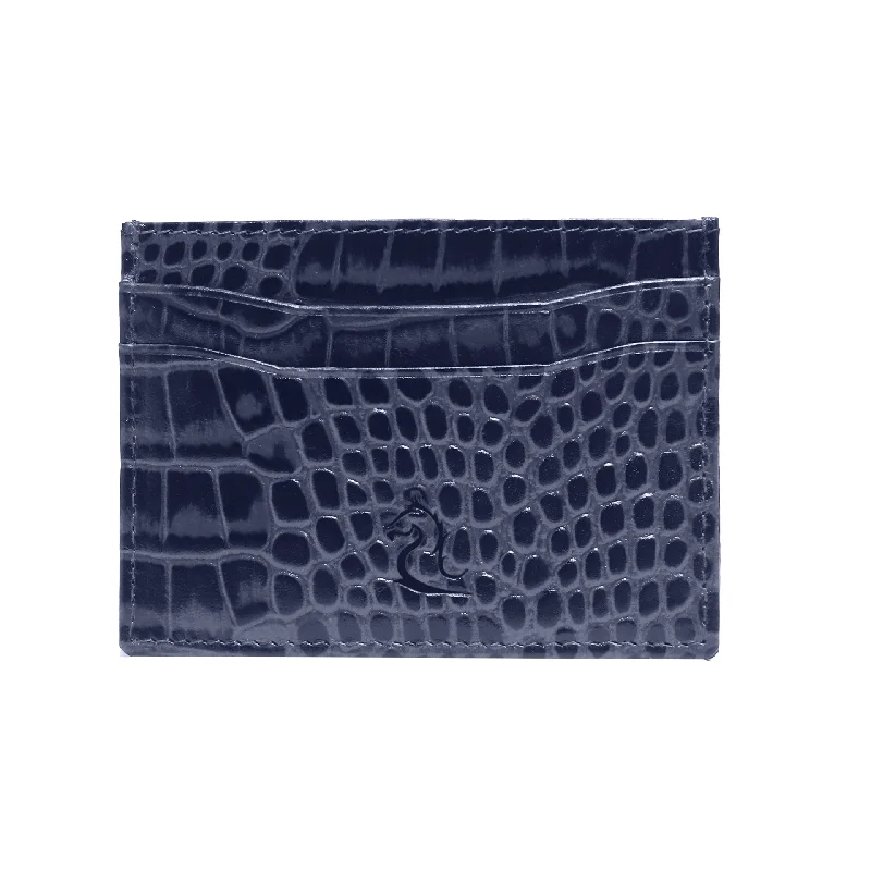 10119 Croco Blue Leather Card Holder for Men and Women