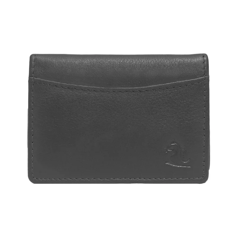 14032 Black Small Leather Card Holder for Men and Women