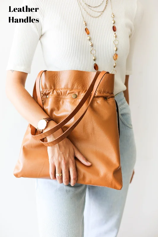 Brown Leather Drawstring Bag