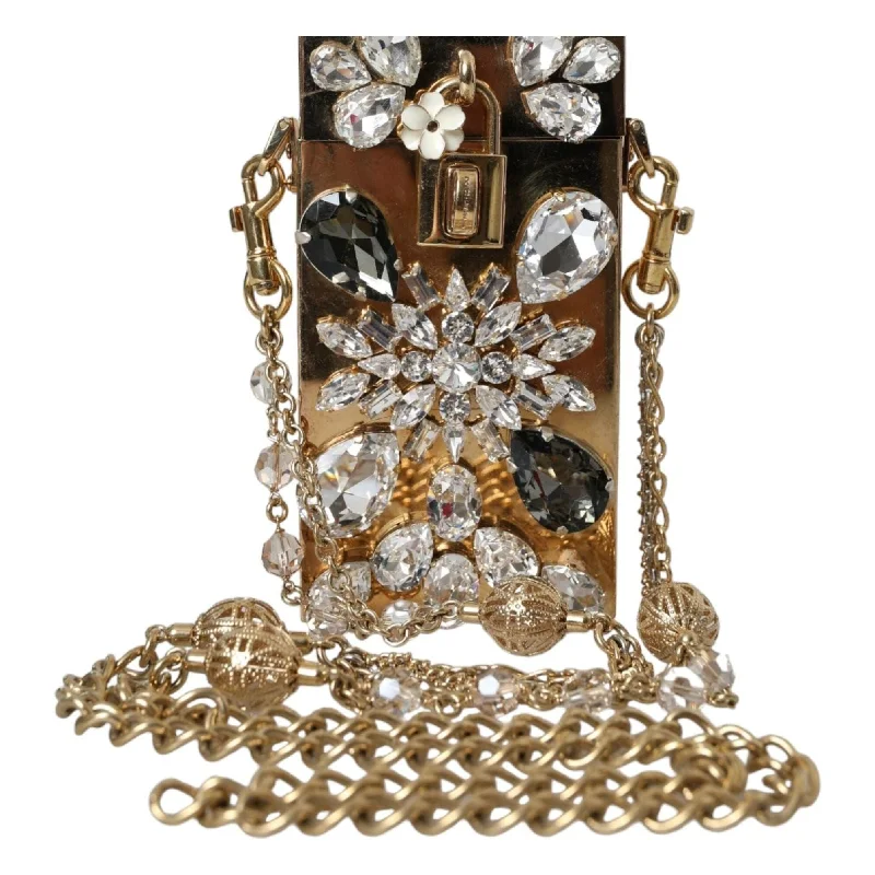 Dolce & Gabbana Gold Metal Crystal Embellished Mini Crossbody Bag