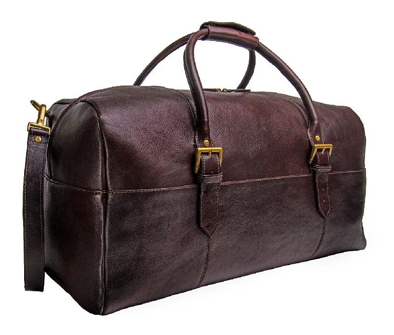 Hidesign Charles Leather Cabin Travel Duffle Weekend Bag Brown