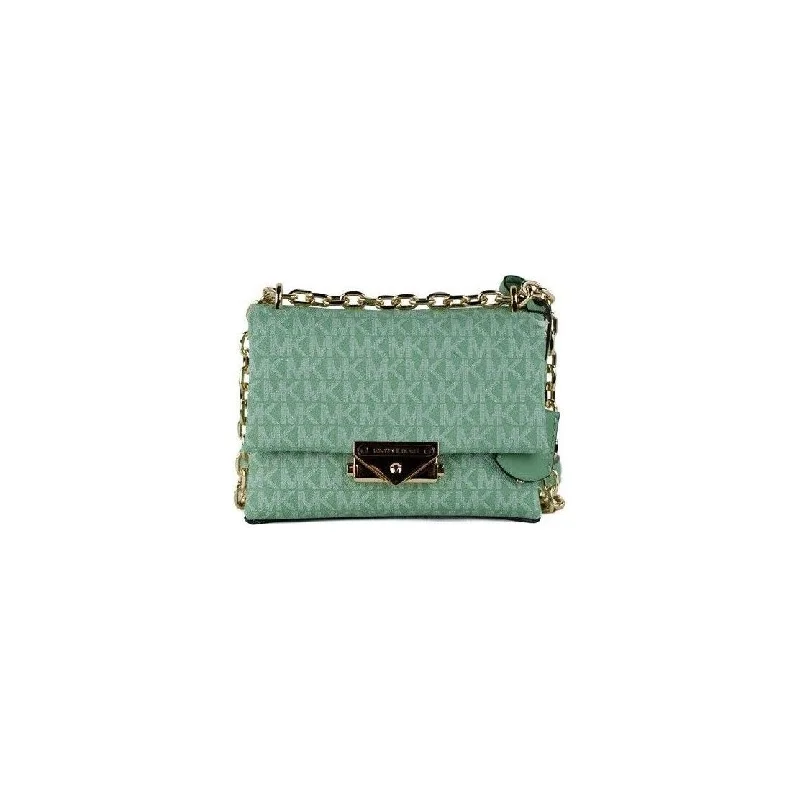 Michael Kors Cece Small Sea Green Signature PVC Convertible Flap Crossbody Bag