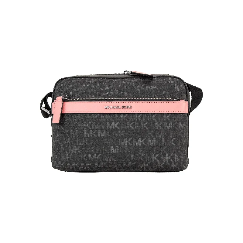 Michael Kors Cooper Small Black Pink Signature PVC Utility Crossbody Bag