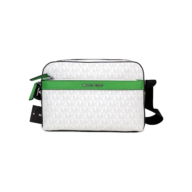 Michael Kors Cooper Small Bright White Palm Signature PVC Utility Crossbody Bag