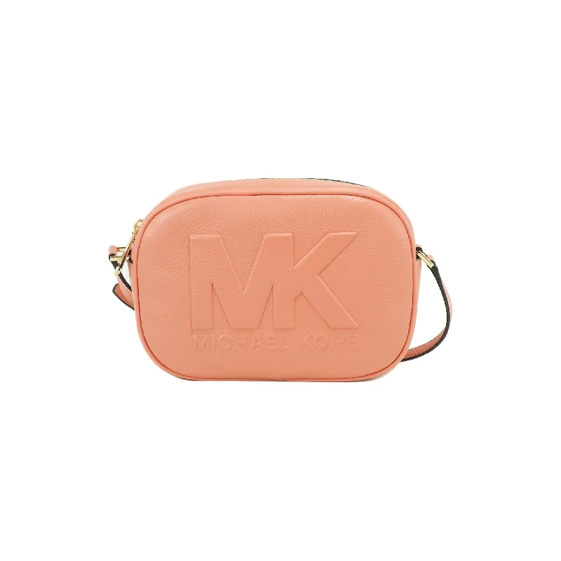 Michael Kors Jet Set Travel Medium Sherbert Leather Oval Camera Crossbody Bag