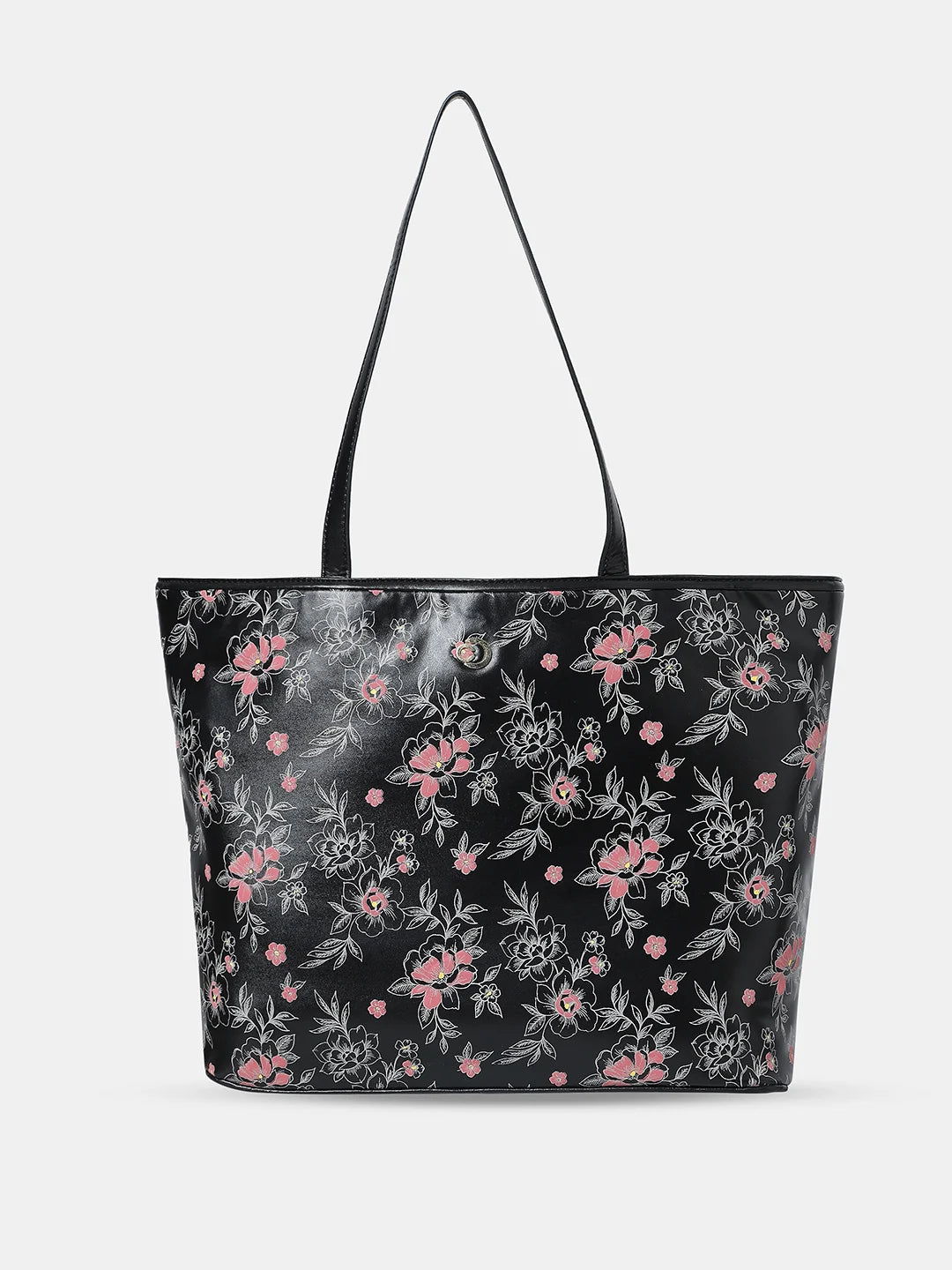 Caprese Snow Laptop Tote Large Printed Women'S Office Handbag Black