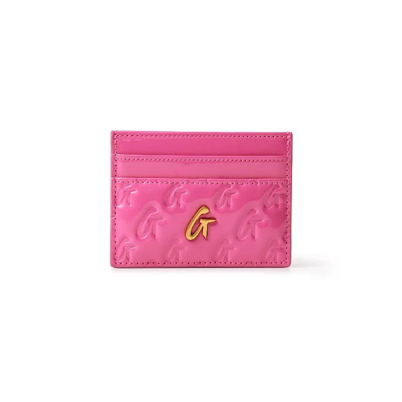 MONOGRAM MIRROR HOT PINK CARD HOLDER