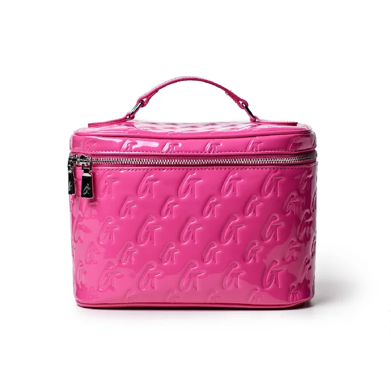 MONOGRAM LARGE COSMETIC TOILETRY BAG MIRROR HOT PINK