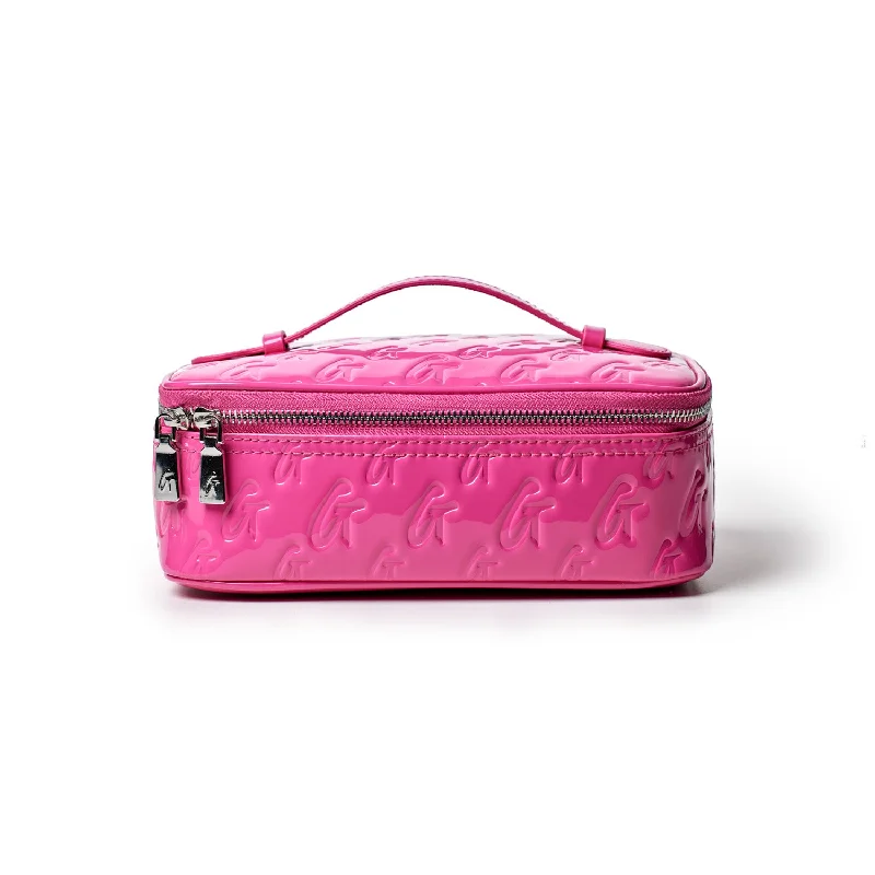 MONOGRAM MEDIUM COSMETIC TOILETRY BAG MIRROR HOT PINK