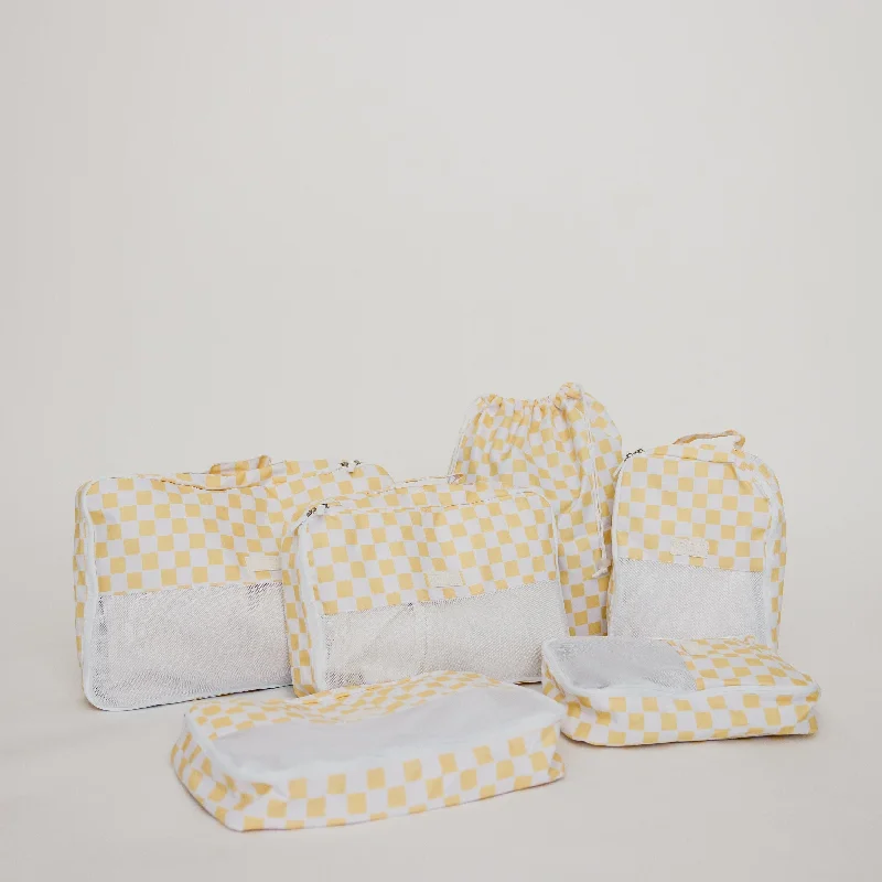 Yellow Checkered Packing Cube Set